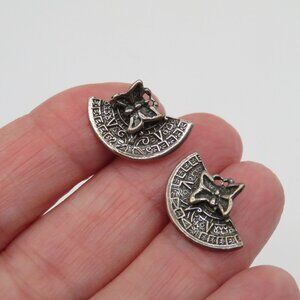 CITLALI Sterling Silver Aztec Calendar Butterfly Pierced Stud Earrings